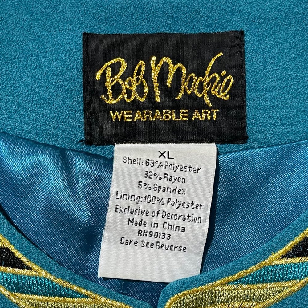 Bob Mackie women's sz XL embroidered gold fleur-de-lis long sleeve jacket top - Picture 6 of 8
